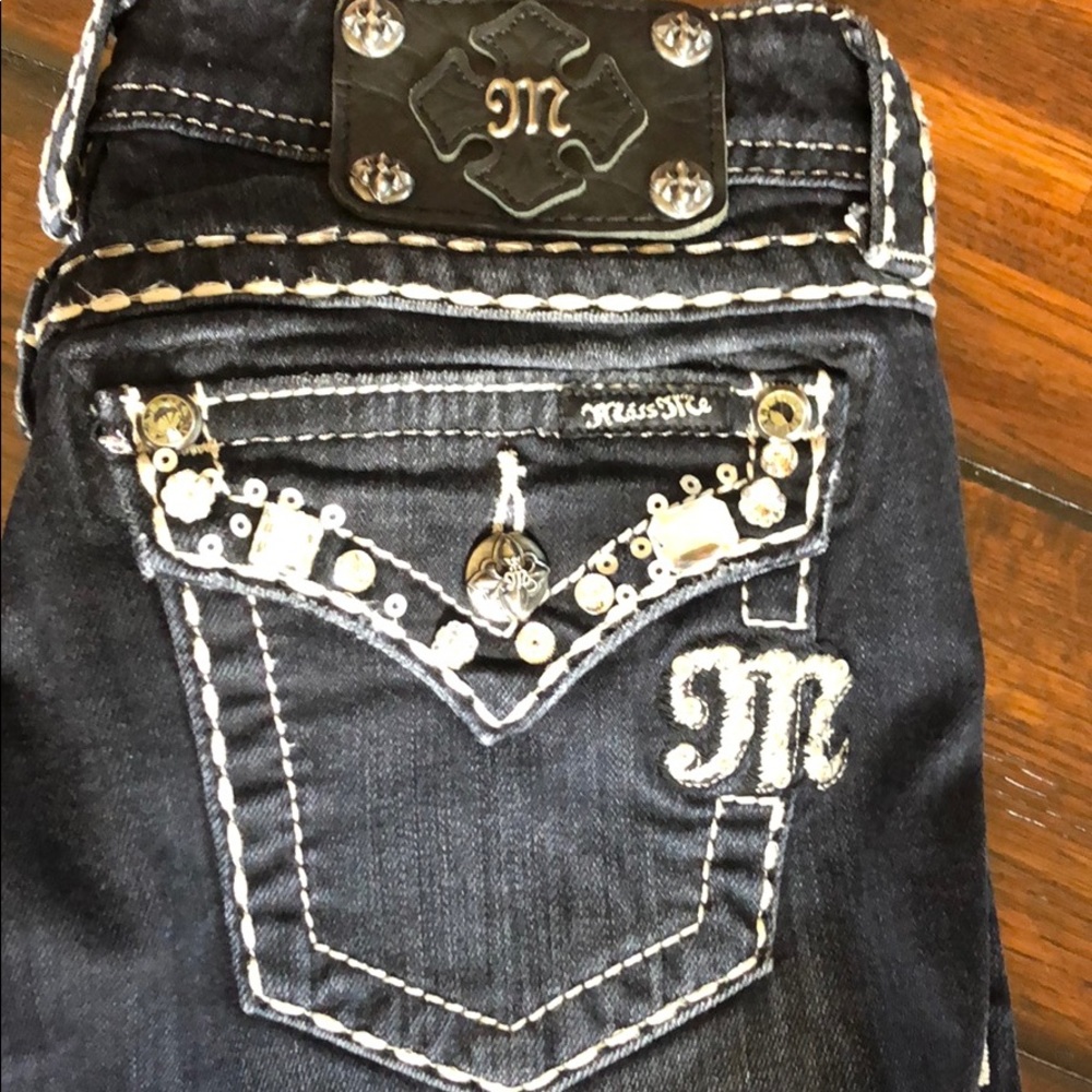 Miss Me 25 Black Super Bling Jeans CUTE Easy Boot
